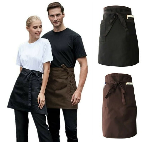 tooloflife Square Short Waist Apron with Double Pockets for Kitchen Hotel Cafe Restaurant Pub Bar Unisex 2 Color