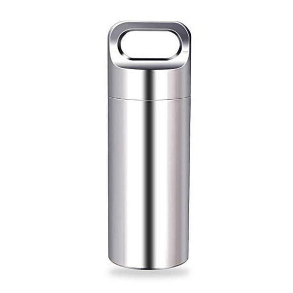 tooloflife Stainless Steel Pill Box Waterproof Pill Organizer Bottle Pill Planner Silver S/M/L