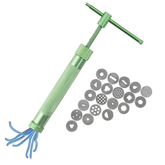 tooloflife Sugar Paste Extruder Set with 20 Patterns Cake Decoration Aluminum Alloy Green