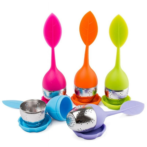 tooloflife Tea Infuser Loose Tea Steeper Silicone Handle Stainless Steel Strainer Drip Tray