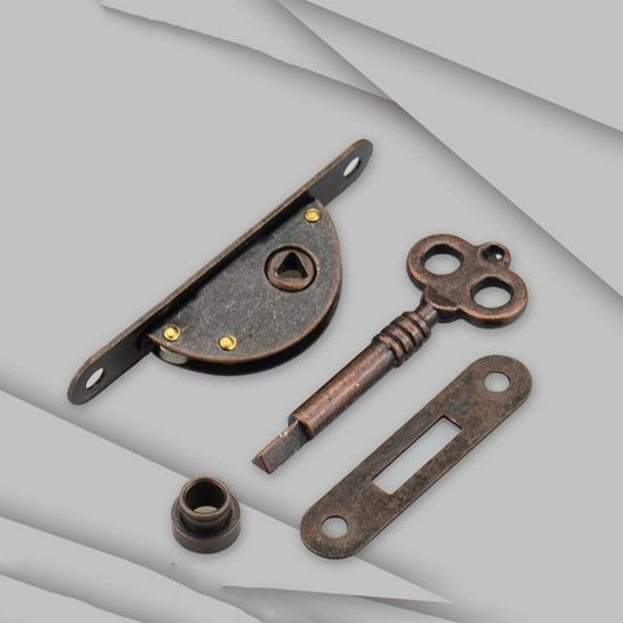 tooloflife Vintage Lock for Jewelry Antique Cabinet Lock Old Lock Locker Red Bronze Semicircle