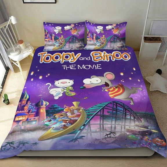 toopy and binoo Themed Bed Sheet Set Three Piece Set 53x79 Inches Comfortable And Skin Friendly Unique Design Creating A Star Studded Night Home Decor Gifts For Family Friends fans