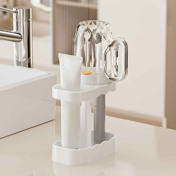 toothbrush Storage Rack, tooth Cup Organizer, Space-saving Bathroom Accessories, Detachable, Durable Plastic, Compact Design