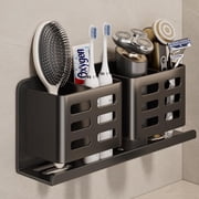 YESENT Aluminum Toothbrush Holder Self-Adhesive Hanging Bracket Shower Toothbrush Razor Holder Suitable for Toothbrush, Toothpaste, Razor and Comb etc Bathroom Storage