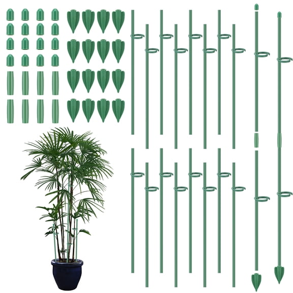 topjuju 16 Pcs Plant Support Stakes for Indoor Plants, 18 Inch Plant Support Stakes with Clips and Connect Pipe, Tall Adjustable Plant Sticks for Monstera Tomato Orchid Potted Plants Flower