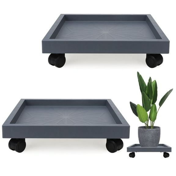 topjuju  2 Pcs Square Plant Caddies, 14 Inch Planter Stand with Wheels, Heavy Duty Coaster Roller Base Tray with Casters, Flower Pot Holder for Indoor Outdoor