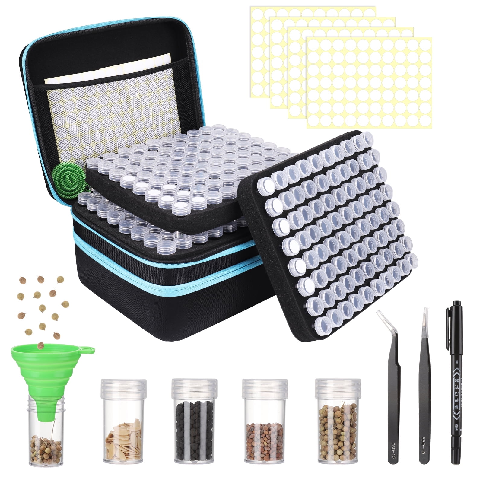 Walmart savings: topjuju 240 Slots Seed Storage Organizer Box Set, Plastic Storage Containers with Label Stickers, Funnel, Straight and Curved Tip Tweezers, Sturdy Garden Seed Organizer for Flower Plant Vegetable