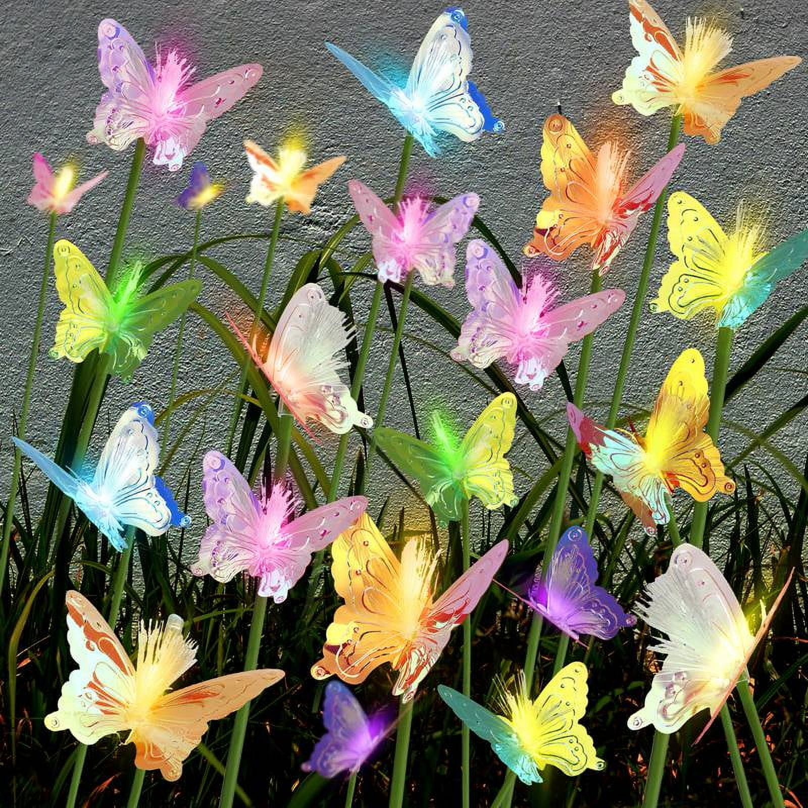 topjuju 2Pack Solar Garden Butterfly Lights, Waterproof Swaying LED ...
