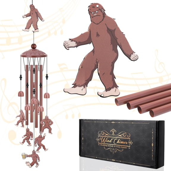 topjuju 35" Bigfoot Wind Chimes, Metal Wind Chimes Outdoors, Bigfoot Sasquatch Gifts for Yard Garden Decor, Housewarming/Birthday/Festival Gift for Mother, Father, Friend, Memorial Sympathy Chimes