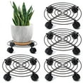 thumbnail image 1 of topjuju 4 Packs Large Metal Plant Caddies, 10.6'' Rolling Plant Stands Heavy-duty Wrought Iron Plant Roller, Plant Saucer on Wheels Indoor Outdoor Plant, 1 of 7