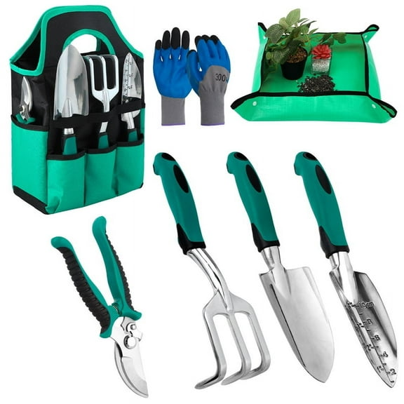 topjuju 7 Pcs Gardening Tools Set, Gardening Hand Tools with Rust-Proof,Stainless Steel,High Quality Aluminum Alloy Material, Gardening Supplies Set Ideal Gardening Gift