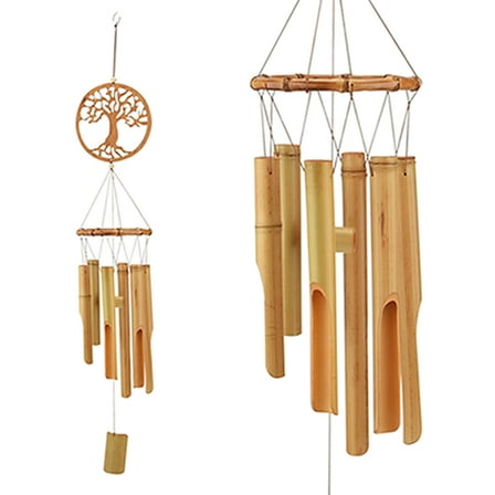 topjuju Bamboo Wind Chimes, Wooden Wind Chime Kit Natural Decor Music Soothing Wind Bell Hanger Wind Chime Tubes Clearance Gifts for Garden, Outdoor, Outside, Patio and Home