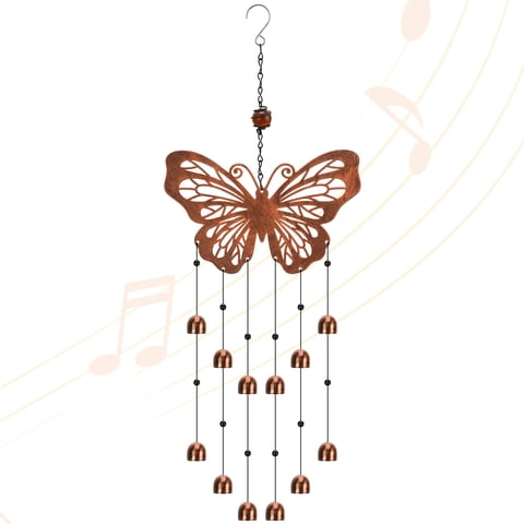 topjuju Butterfly Wind Chimes for Outside Clearance, Metal Butterfly Gifts for Women Men, Outdoor Butterfly Garden Patio Home Decor, Memorial Windchimes Suitable as Gift for Mom Sisters Friends