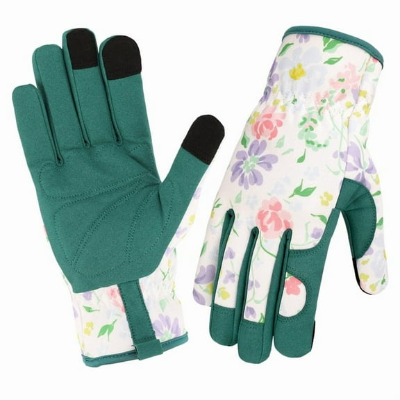 topjuju 1 Pair Floral Gardening Gloves for Women, Breathable Garden Gloves with Grip, Thorn-Proof Puncture-Resistant Work Gloves, Gifts for Mother's Day