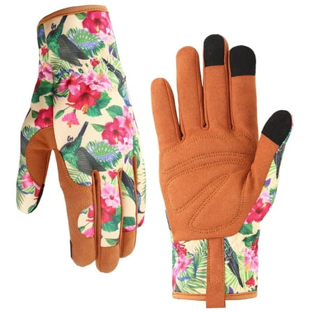 Hengguang Gardening Gloves for Women - Thorn Proof & Puncture Resistant, Breathable Floral Gloves for Rose Pruning,Mother's Day Gift (Floral Design)