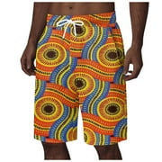 toraway Beach Shorts for Men Summer Men African Dashiki Traditional Style Shorts Summer Hawaii Holiday Ankara Beach Floral Pants Male L