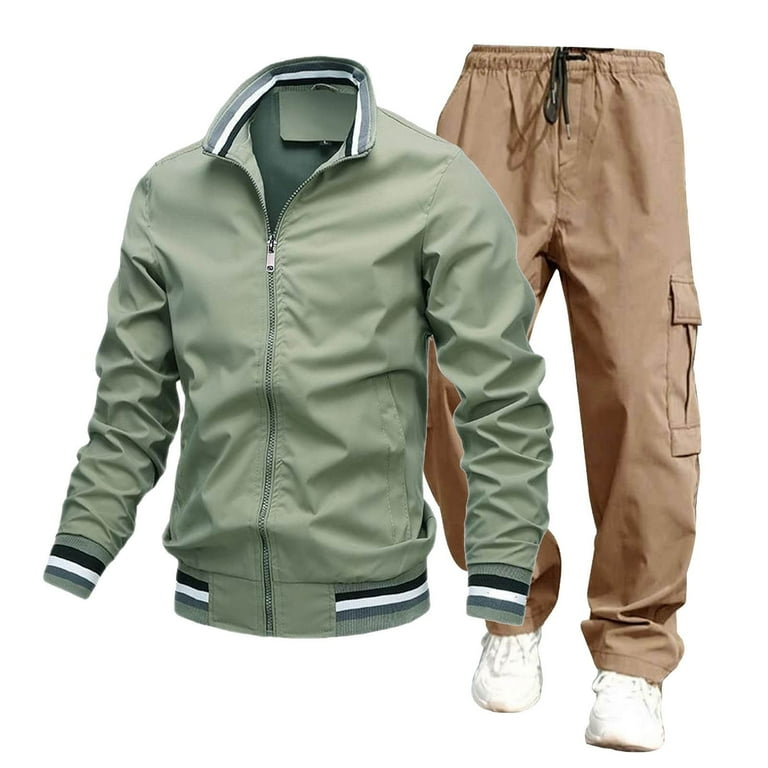 toraway Casual Men s Suits Big and Tall Men s 2024 Sweat Suit 2 Piece Outfit Casual Contrast Sports Jogging Tracksuits Set XXXL Walmart