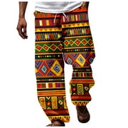 toraway Men Casual Pants Stretch Men African Dashiki Traditional Style Casual Trouser Summer Hawaii Holiday Ankara Beach Floral Pants S