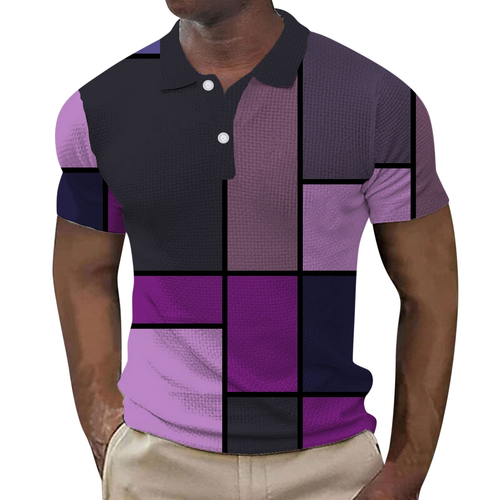 toraway Men's Shirts Xxl Tall Male Spring Summer Plaid Shirt Button Up