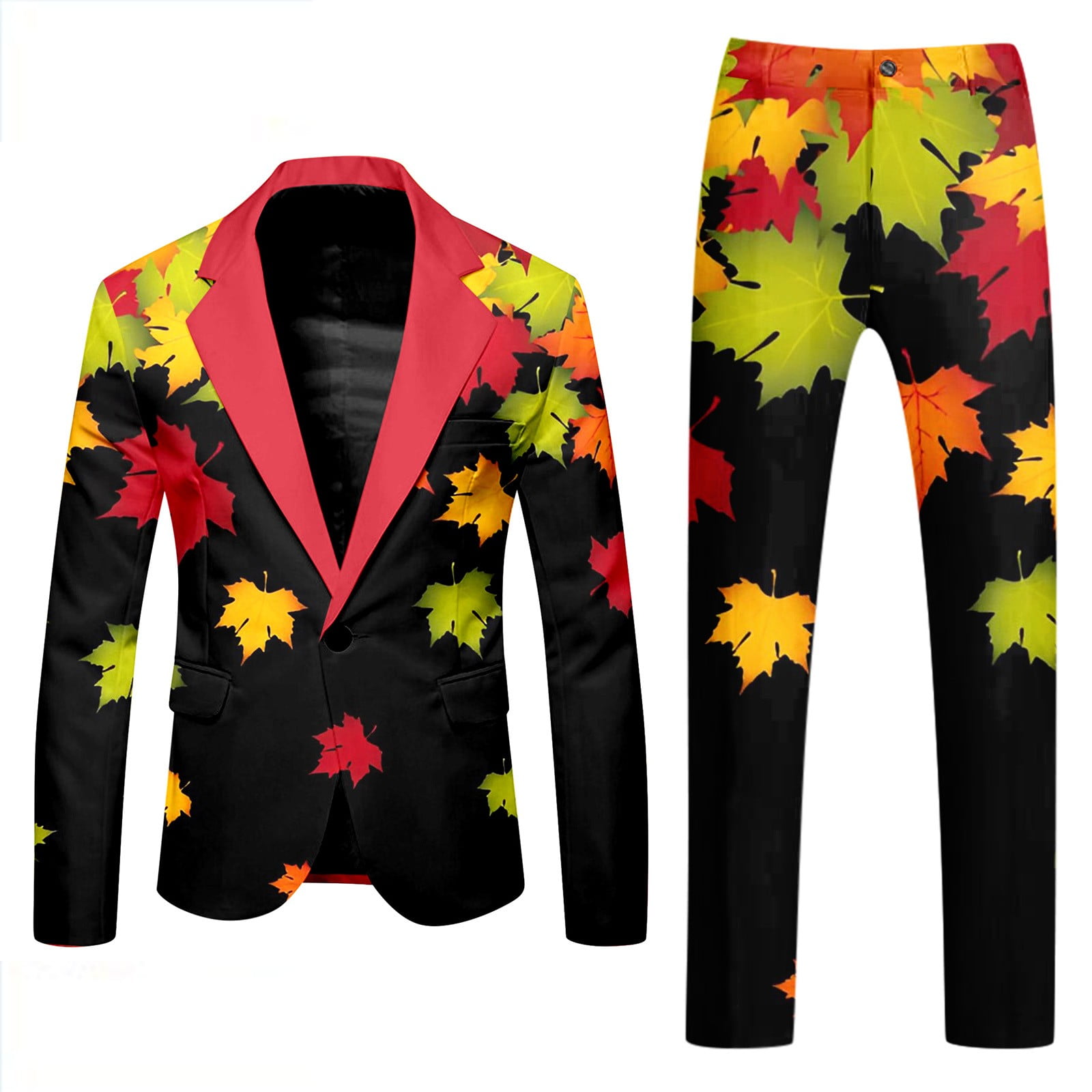 toraway Men s Suits Modern Fit Fashion Male Day Long Sleeve Coat and Pants Two Piece Suit Printed Button and Pockets Suit for Holiday Party Events S Walmart