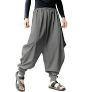 toraway Men's Zoulee Sweatpants with Zipper Fly Men Large Trousers Solid Summer and Size Loose Color Cotton Men Pants M