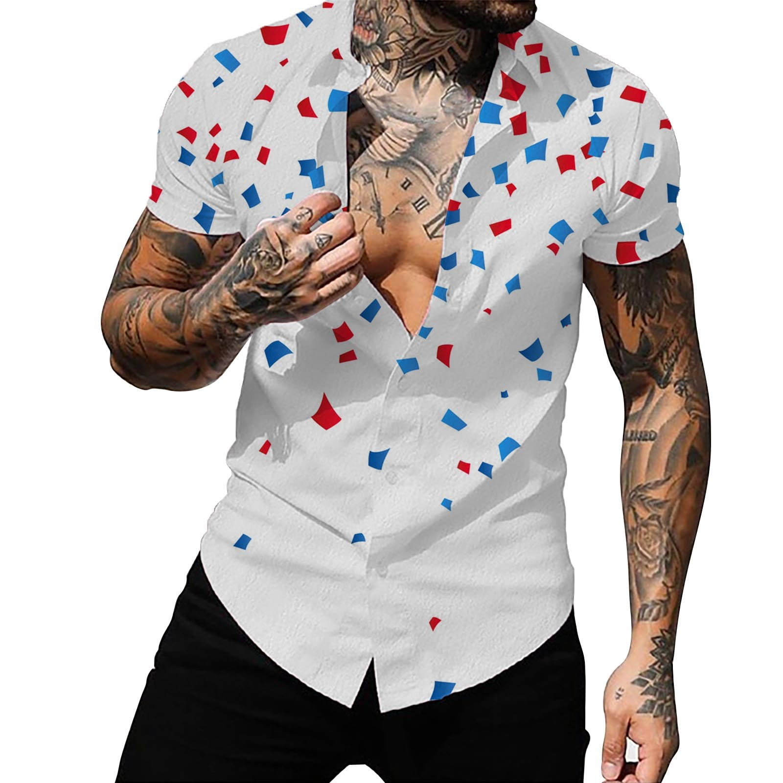 toraway Mens Tee Shirts Long Torso Summer Shirts for Men Independence