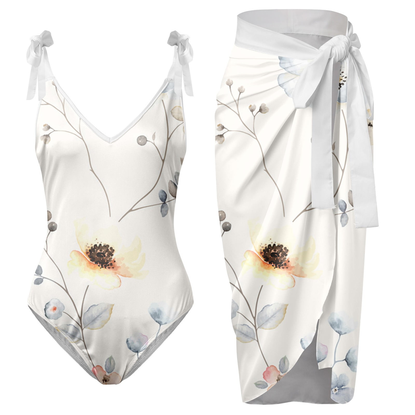 toraway Women's Swimsuits Underwire Bra Summer Womens V Neck Flower