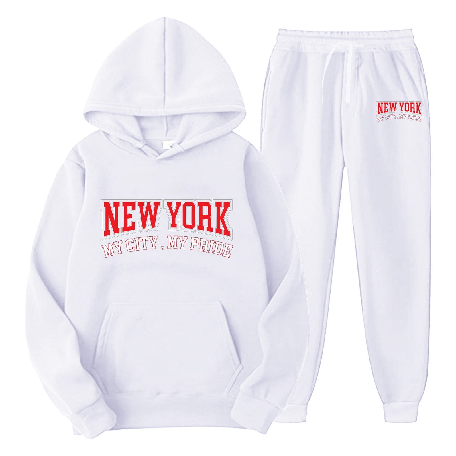 toraway Summer Casual Suits for Men Fashion Men's Casual Outfit Solid Color New York Letter