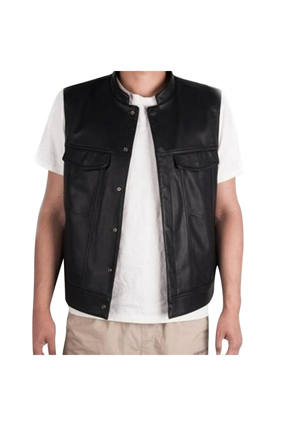 Summer Clothes T Shirts for Men Big and Tall 6X Men's V-Neck Solid Color Pocket with Button Leather Vest Men T Shirt White with Print Xxxxxl