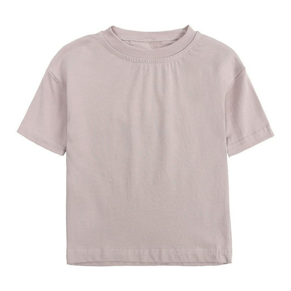 toraway Toddler Kids Baby Boys Girls Solid Basic Short Sleeve Crewneck T Shirts Tops Tee Clothes for Children Khaki 110