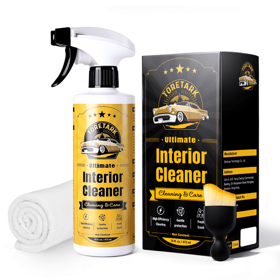 toretark Foam Interior Cleaner, Car Interior Detailer,Car Upholstery Cleaner & Protectant for Automotive Dashboards, Leather,Plastic Parts, Glass and Rubber(16oz)