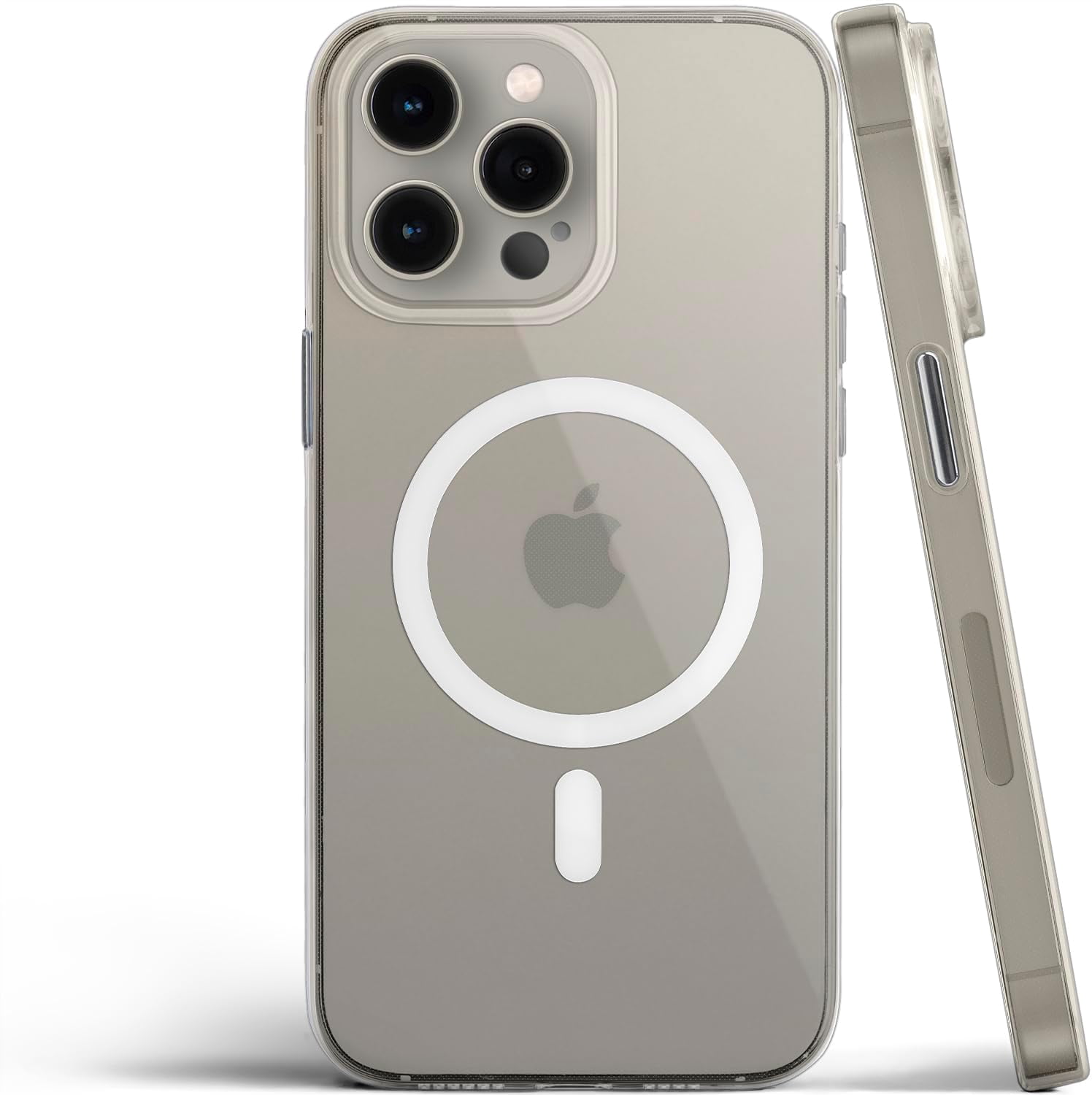 totallee Clear Case for iPhone 15 Pro with Extra Grip, Slim Magnetic iPhone 15 Pro Case with Built-in Magnets (Clear Grip)