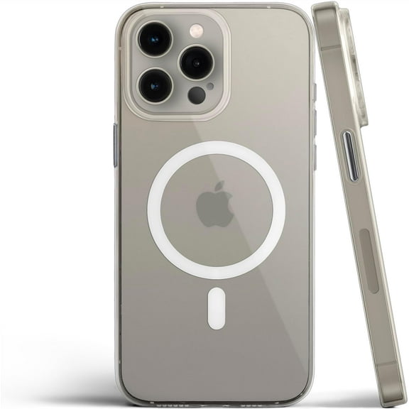 totallee Clear Case for iPhone 15 Pro with Extra Grip, Slim Magnetic iPhone 15 Pro Case with Built-in Magnets (Clear Grip)