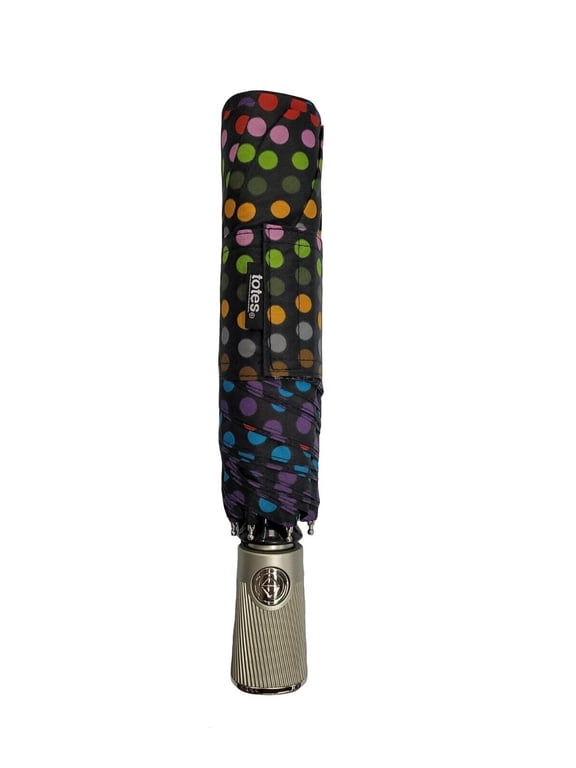 53cm 3 Sec Auto Open Folding Umbrella - 8410 Black/Black Dot (BDB)