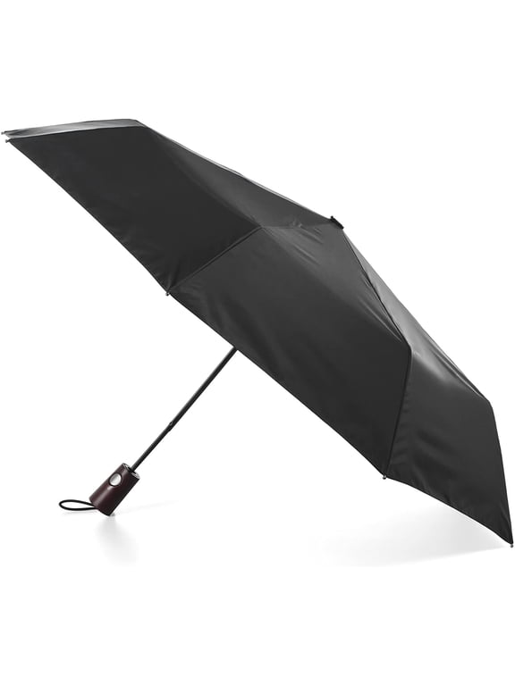 Automatic Open Wooden Handle Umbrella, Black - 7325