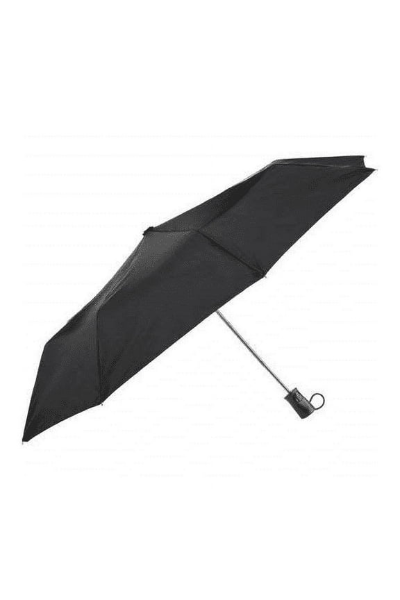 Basic Automatic Open Close Compact Foldable Travel Umbrella, Black, 42"