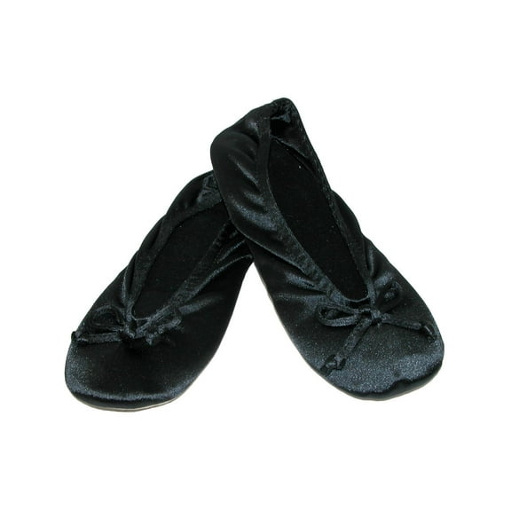 totes ISOTONER Size Small Womens Satin Classic Ballerina Slippers, Black