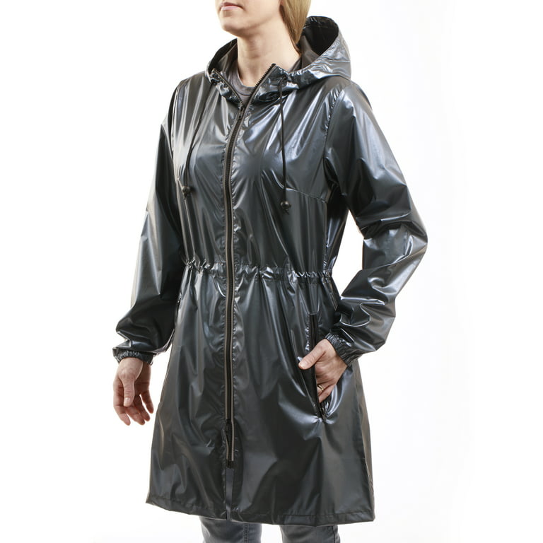 totes Recycled Metallic Rain Jacket with Reflective Zipper