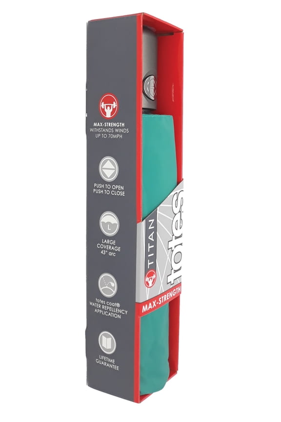 Titan Auto Open Auto Close Umbrella MAX STRENGTH 43" arc ~ Color: Aqua/Jade,