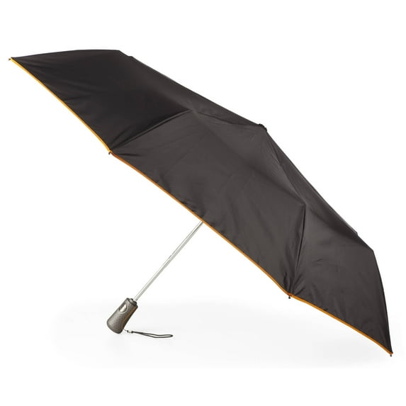 totes Titan Auto Open/Close Umbrella Super Strong Large 47"arc Black With Orange Trim