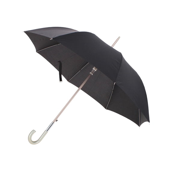 totes Large Eco Auto-Open Stick Umbrella with a Classic J Hook Curved Handle, Black, 46"
