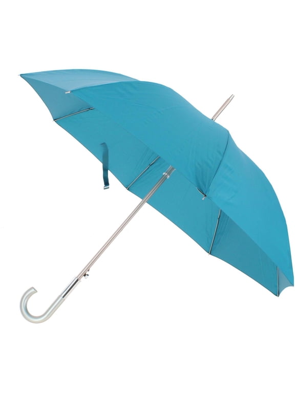 Large Eco Auto-Open Stick Umbrella with a Classic J Hook Curved Handle, Moroccan Blue, 46"