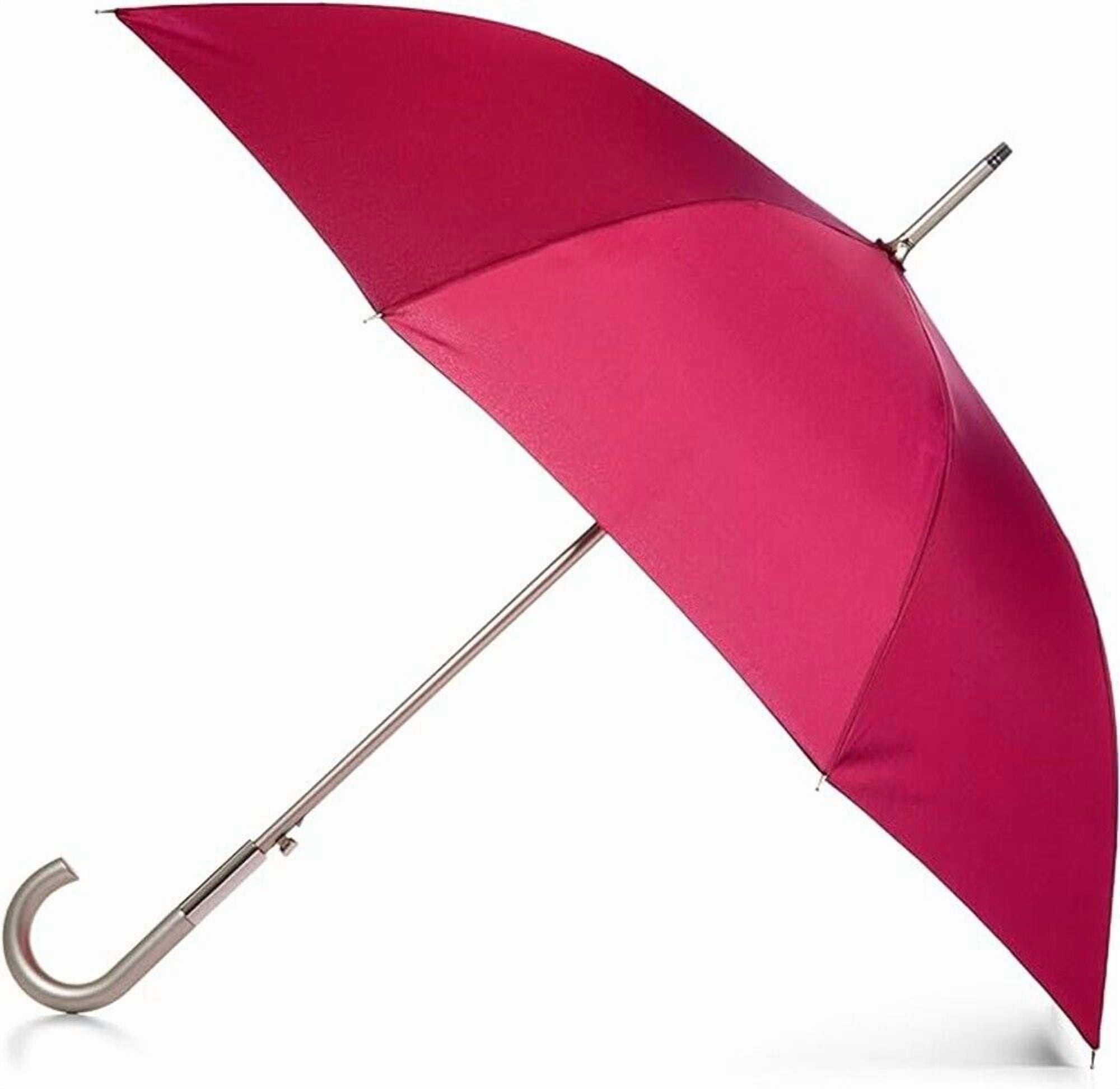 totes Large Eco Auto-Open Stick Umbrella with a Classic J Hook Curved Handle, Wild Rose, 46"