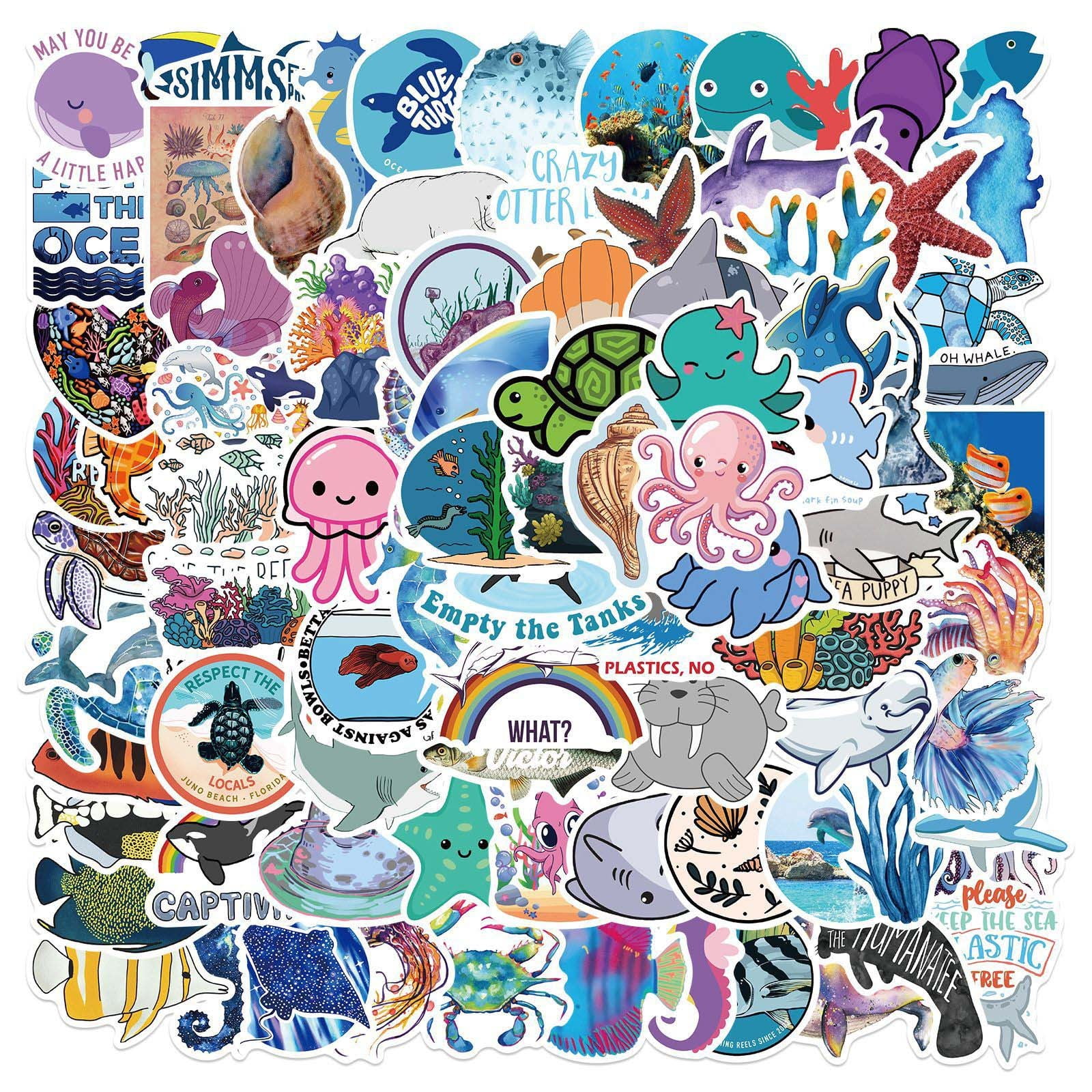 Totil Stickers Sea Creatures Sticker Luggage Guitar Notebook DIY ...