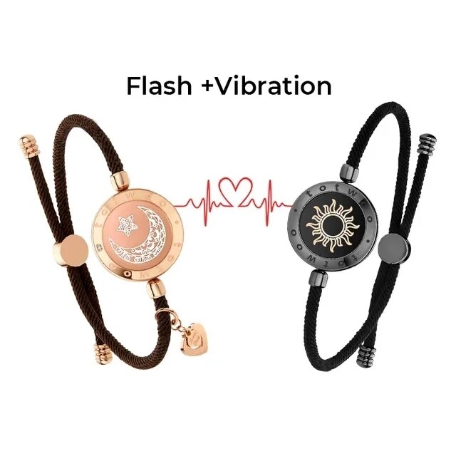 totwoo Long Distance touch Light up&Vibrate Bracelets for Couples Long