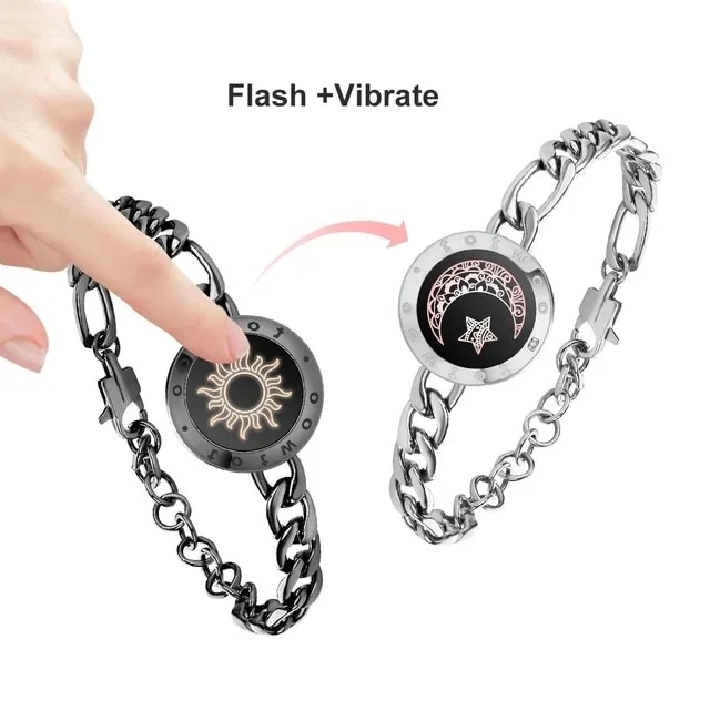 totwoo Long Distance touch Light up&Vibrate Bracelets for Couples Long