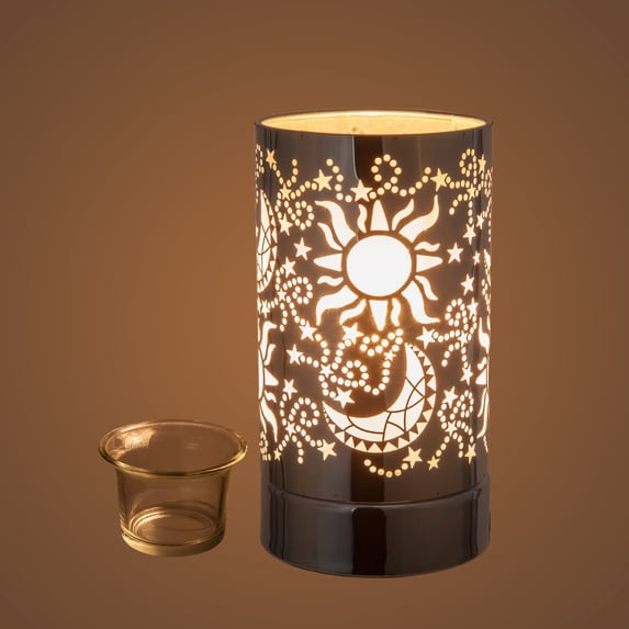 touch lamp-Fragrance Wax Melts Warmer -Electric Candle Essential Oil Burner-Metal Silver Galaxy Table Decor