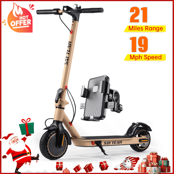 21Miles electric scooter adults, 350W scooter for adults, 19MPH e scooter,26Lbs Portable Foldable Scooter(Hold with one hand), 8.5" Solid Tires, Smart APP（21Miles/350W/19Mph/khaki）