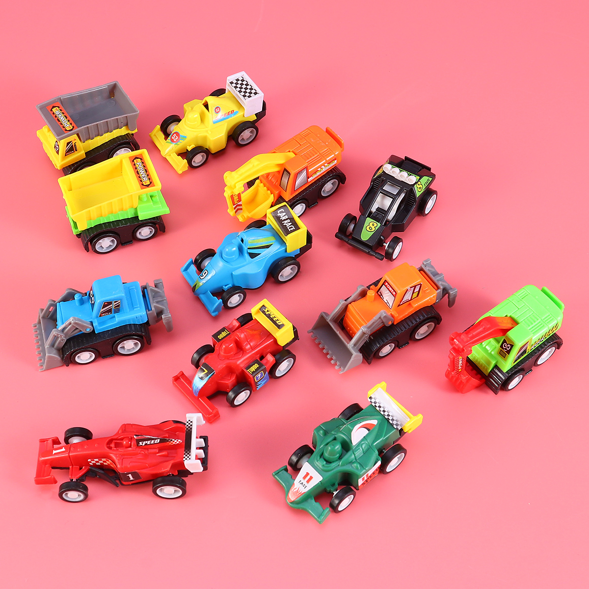toy cars 12pcs Toy Mini Pull Back Construction Vehicles FourWheel