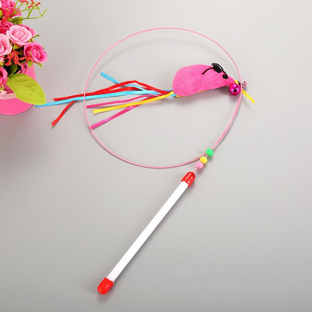 toy wool twocolor stick steel wire feather stick Interactive toy